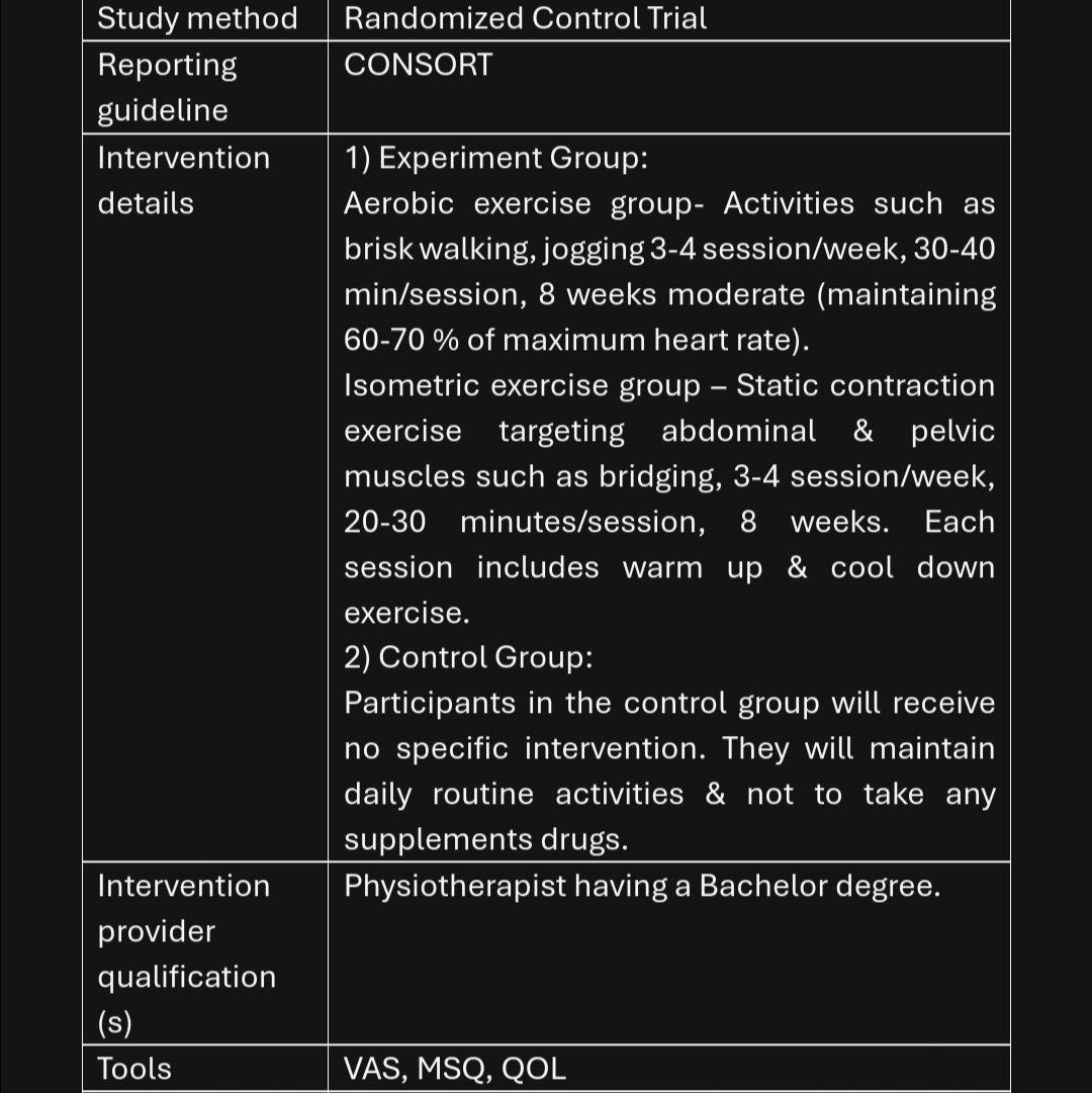 Comparative of aerobic vs. isometric exercise on menstrual pain