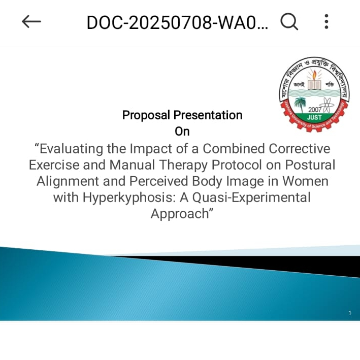Corrective Exercise and Manual Therapy Protocol for Postural and Body Image Improvement in Women with Kyphosis
