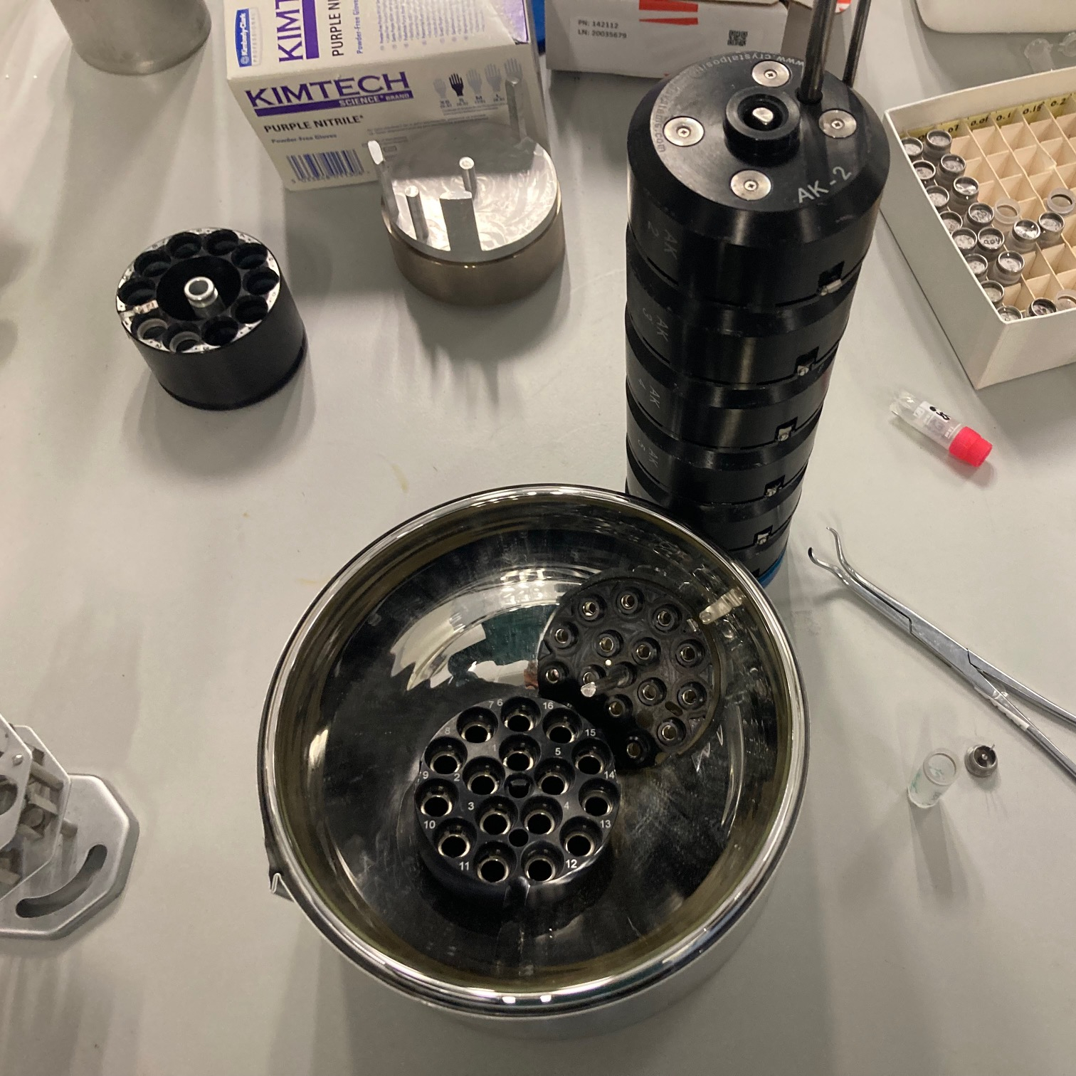 Crystal harvesting, shipment to synchrotron and X-ray data collection